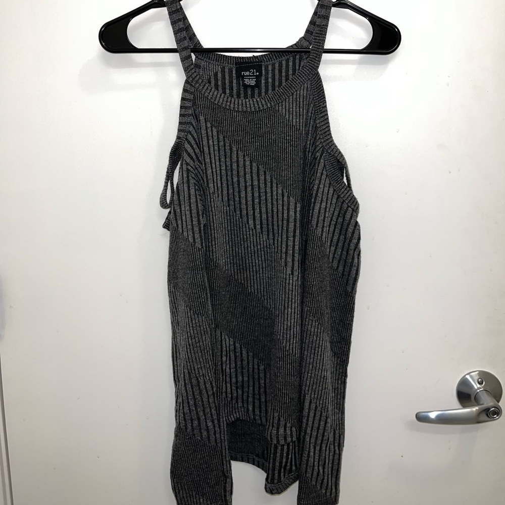 Long sleeve cold shoulder cut out top